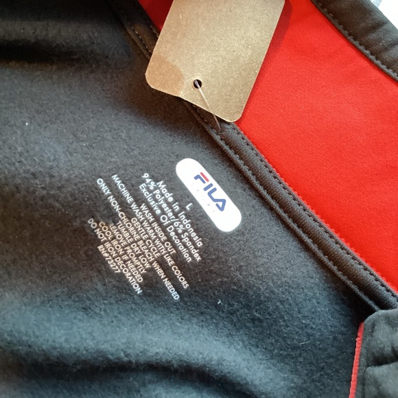 1661. Men’s Fila Black Pullover Hoodie Fleece-Lined NWT Size L - Picture 6 of 7